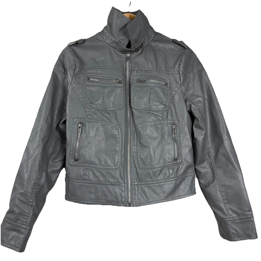 I.B Diffusion Motorcycle Jacket Coat Zip up Stylish Women RN# 34570 lining